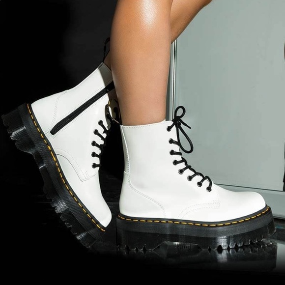 Dr. Martens Shoes - Dr. Martens Jadon Smooth White Chunky Sole Platform Boots